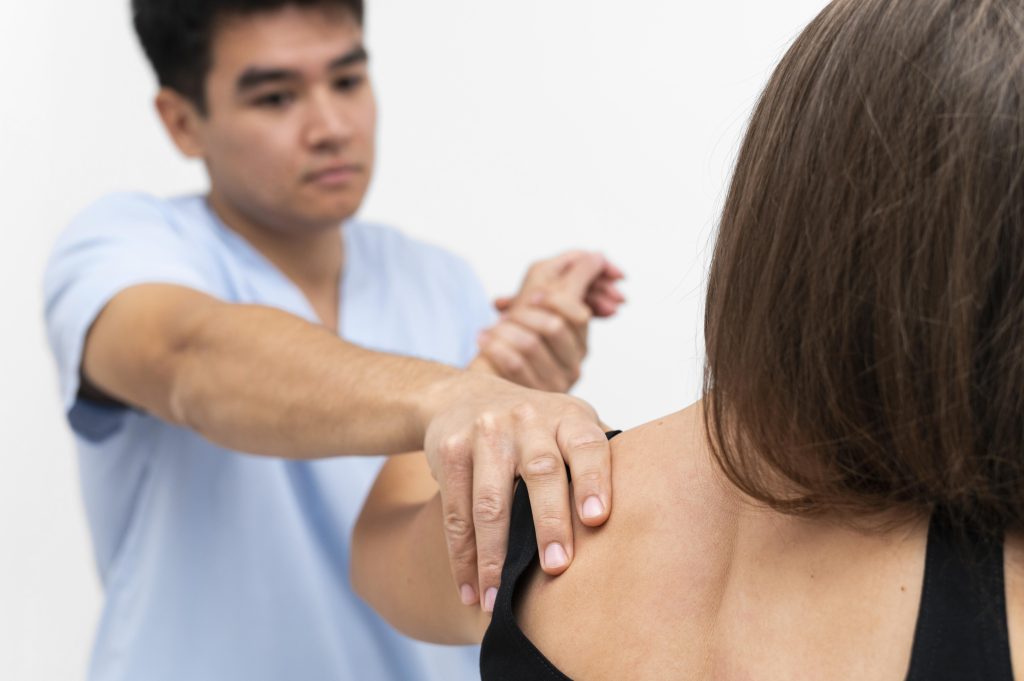 Woman undergoing a chiropractic evaluation